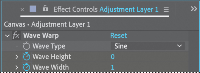 A screenshot of Effects Control Panels showing Adjustment Layer 1.