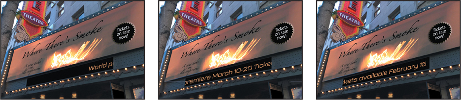 Three photos of the marquee are shown, arranged three in each row.