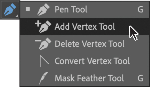 A screenshot of the Tools panel showing Add Vertex Tool selected.
