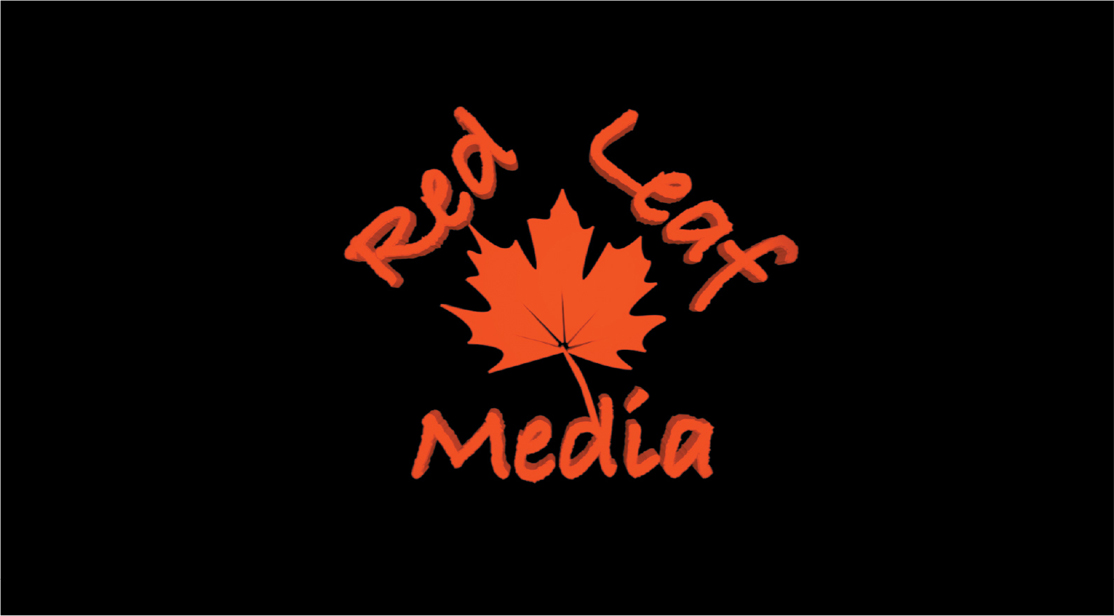 A composition window shows the image of a maple leaf in the center and the text Red leaf media surrounding the leaf. The leaf and the text are red in color.