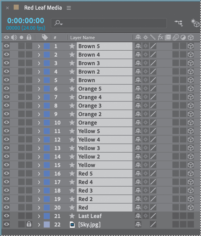 A timeline panel shows a stack of 22 layers.