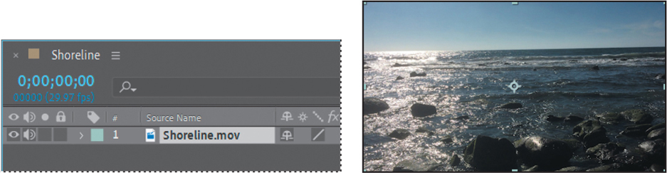 Two screenshots depict creating a new composition.