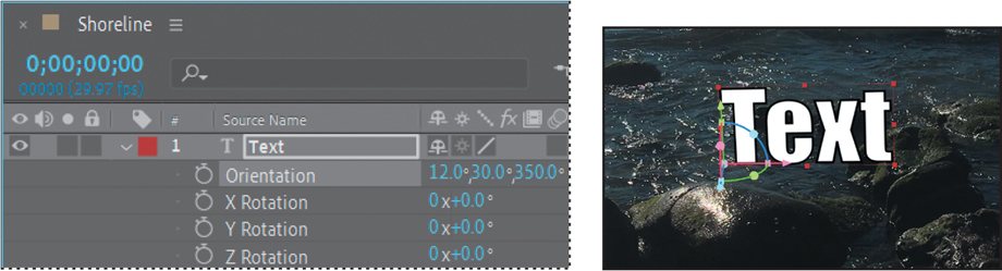 Two screenshots depict creating the initial text.