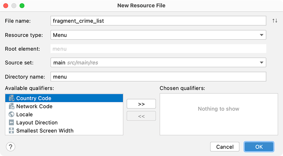 Creating a menu file