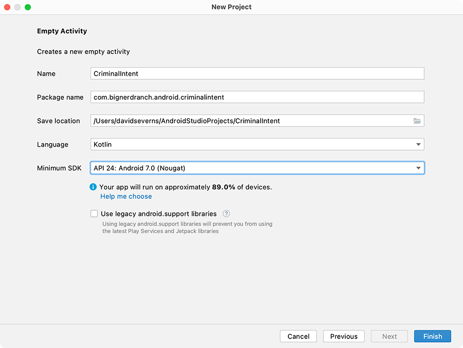 Configuring the CriminalIntent project