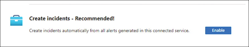 This is a screenshot of the optional step available in the Defender for Cloud connector that allows the connector to automatically create incidents in Microsoft Sentinel.