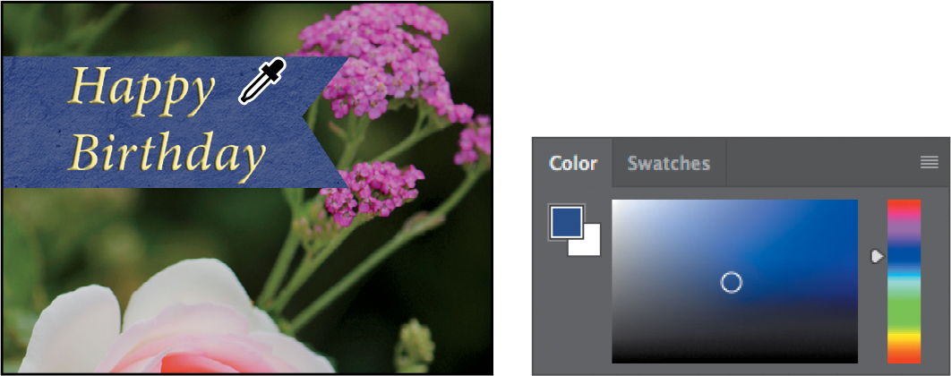 Using the Eyedropper tool to sample a blue color