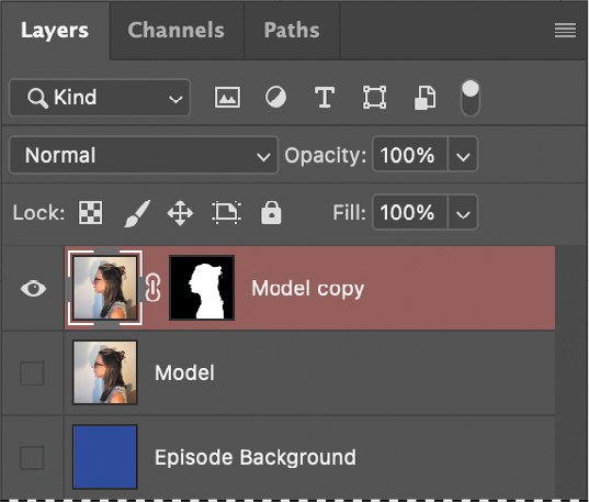 Layers panel with Quick Mask mode active