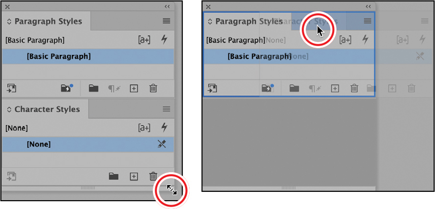 A figure illustrates the steps of regrouping and resizing panels.