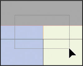 A figure shows three frames inside a square. The blue frame on the left and the light green frame on the right is selected.