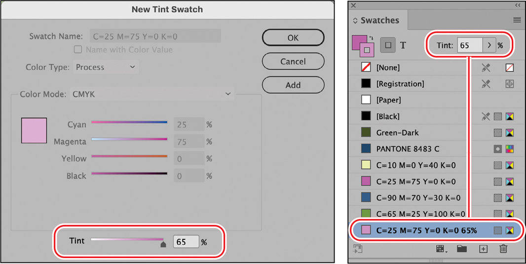 A figure shows dialog box of new tint search and swatches
