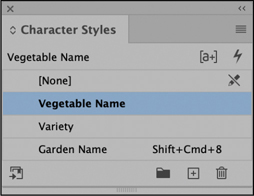 A snapshot of a dialog titled, character styles.