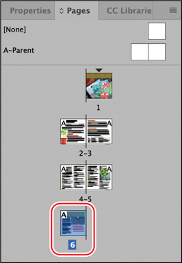 A snapshot of a panel menu with the options of properties, pages, and C C Librarie.