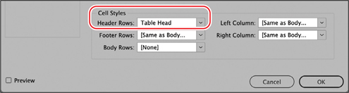 A snapshot of a dialog titled, cell styles.