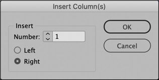 A snapshot of a dialog titled, insert row(s).