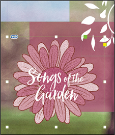 A screenshot shows the graphic content with a flower background.