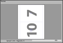 A Preview area shows the printer spread, where page numbers 10 and 7 are arranged next to each other; 7 at the top and 10 below it, side by side.