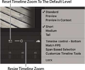 A screenshot shows the Frame View menu opened in the timeline.
