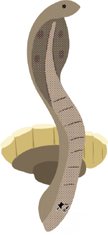 An illustration of the snake with a mesh is shown. Its base is selected and a pin symbol is seen at the base.