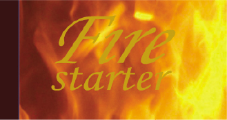 The bitmap image of fire appears on the Stage. The text, fire starter appears over the image.