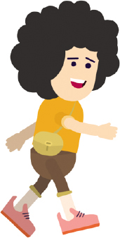 A clipart shows a boy in walking position.