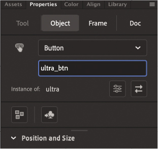 A screenshot of the Properties panel with the Object tab selected.