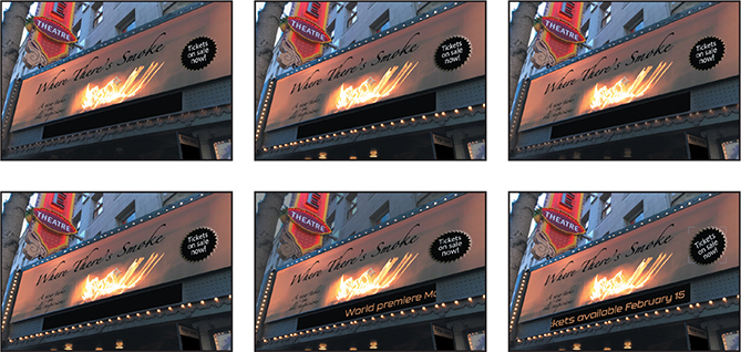 Six photos of the marquee are shown, arranged three in a row.