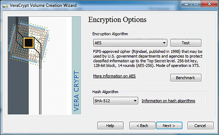 The VeraCrypt volume creation wizard window is shown.