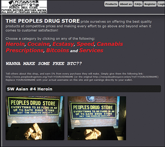 A screenshot depicts the homepage of The peoples’ drug store website.