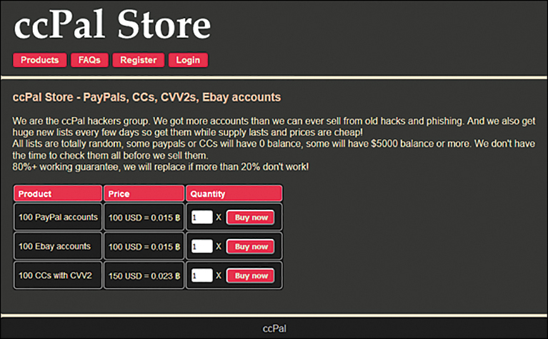 A screenshot depicts the homepage of ccPAL store website.