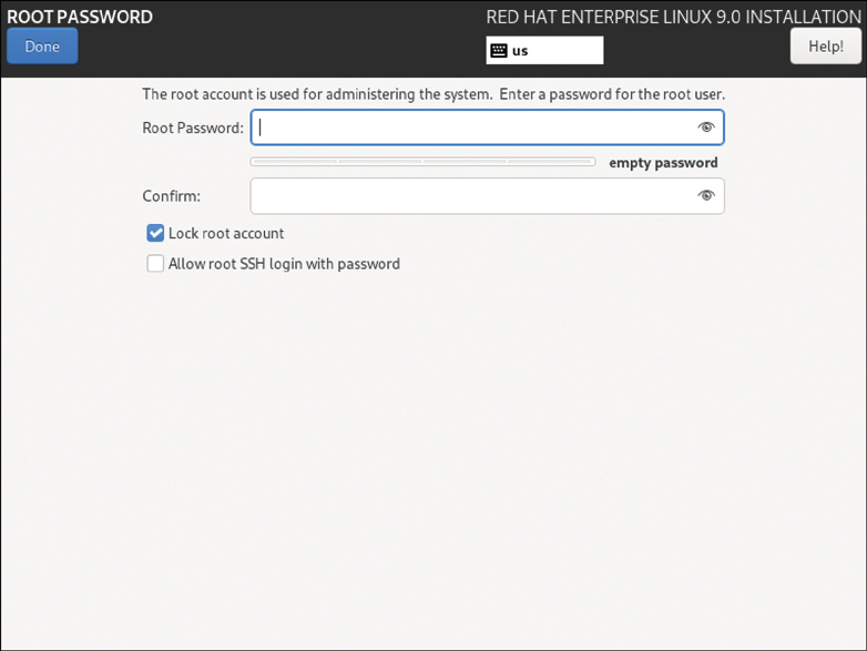 A screenshot shows setting the Root User Password.