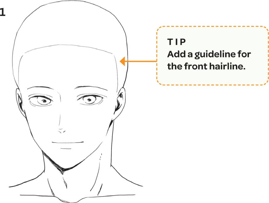 1 TIP Add a guideline for the front hairline.