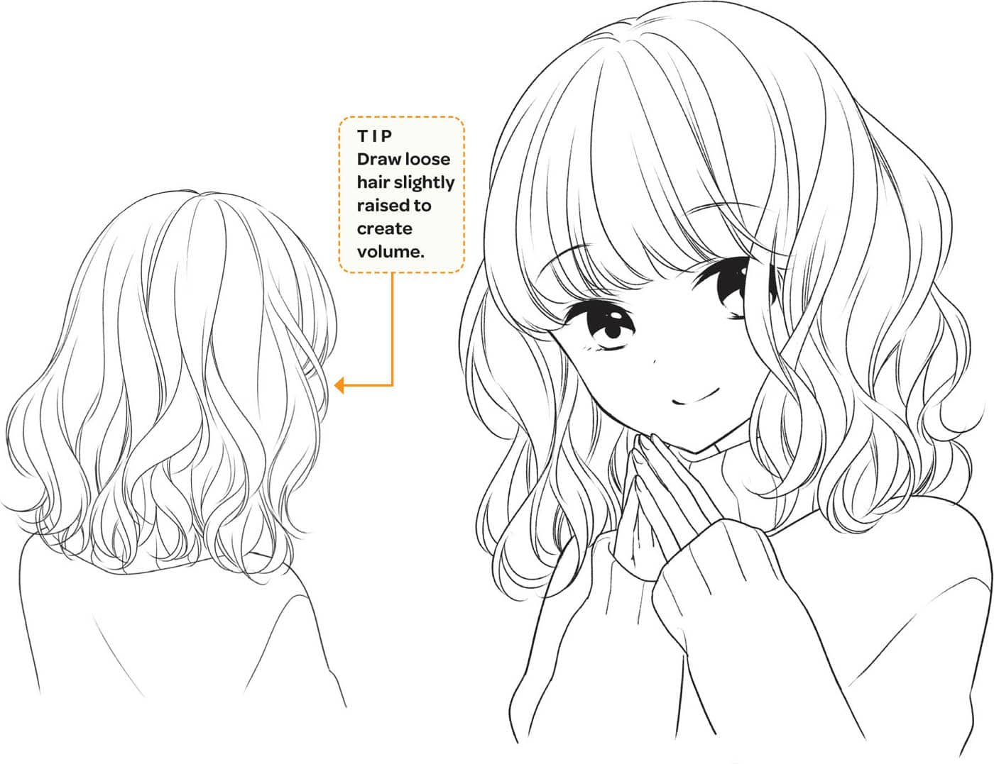 TIP Draw loose hair slightly raised to create volume.