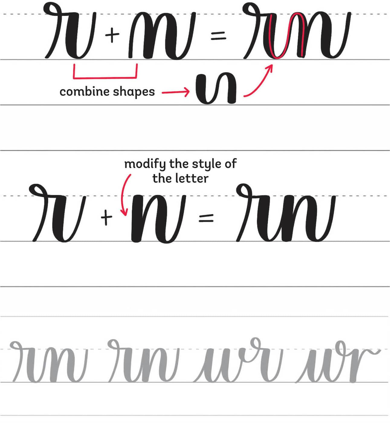 combine shapes modify the style of the letter