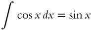 integral cosine x italic d x equals sine x