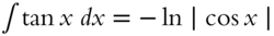 integral tangent x italic d x equals minus ln bar cosine x bar