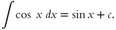 integral cosine x italic d x equals sine x plus c period