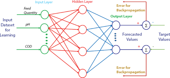 Schematic illustration of the feedback propagation artificial neural network.