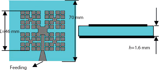 Schematic illustration of the antenna geometry with MTM cells.
