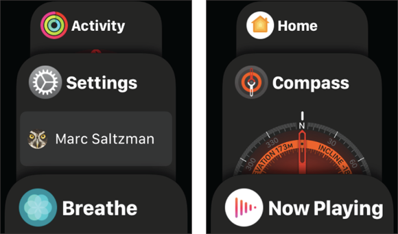 Snapshots of pressing Apple Watch’s side button to either launch Dock, display your recently opened apps, or, if you prefer, set it to display up to ten of your favorite apps.