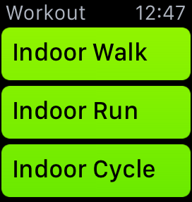 Snapshot of the Workout app offering some exercise routines.