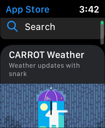 Snapshot of browsing or searching and download new Apple Watch apps directly to the device.