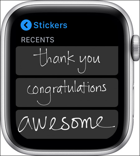 Photo depicts sending fun stickers or handwritten messages from other Apple devices right from Apple Watch.