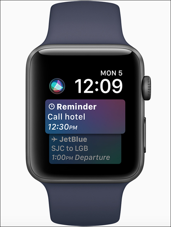 Photo depicts the Siri watch face can show you relevant information tied to when it is and where you are, plus it supports Siri Shortcuts to initiate requests you typically call for.