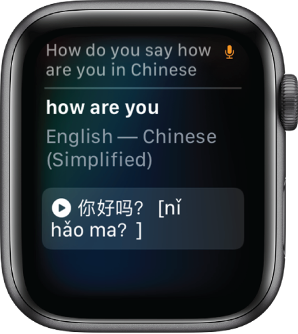 Photo depicts Apple Watch now displays web results tied to Siri queries.