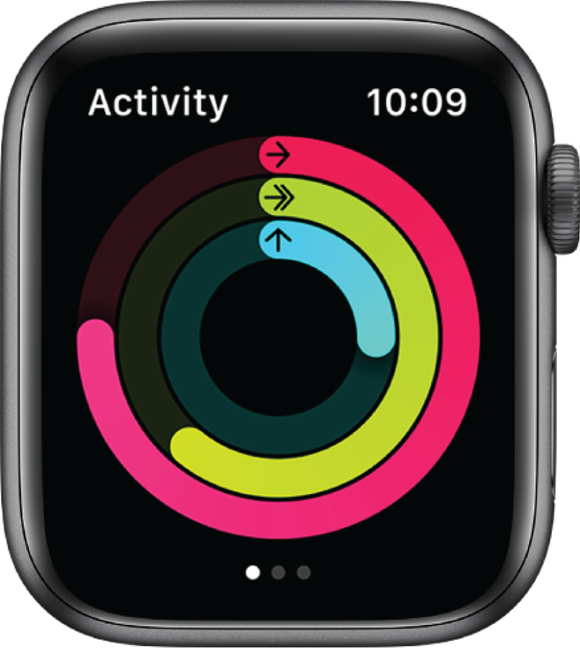 Photo depicts Activity app showing multicolored rings based on your movement, exercise, and more.