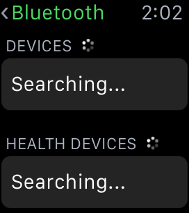 Snapshot of pairing a Bluetooth device to hear synced music on the Apple Watch if no iPhone is nearby.