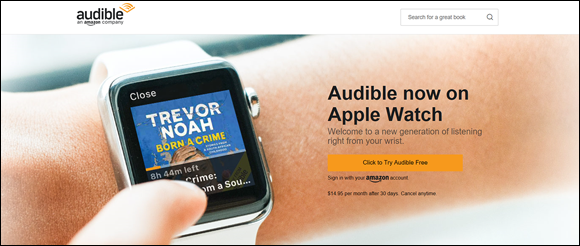 Photo depicts the easiest way to play an audiobook on Apple Watch is to use an app such as Apple’s own Books or a service such as Audible.