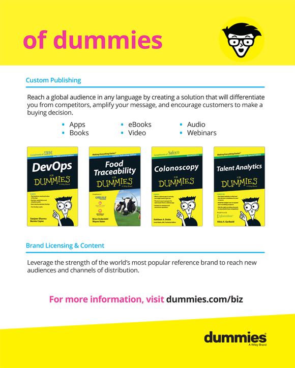 Life made easier by reading books and eBooks, watching videos, and listening to audios and Webinars online. For more information, visit dummies.com/biz.