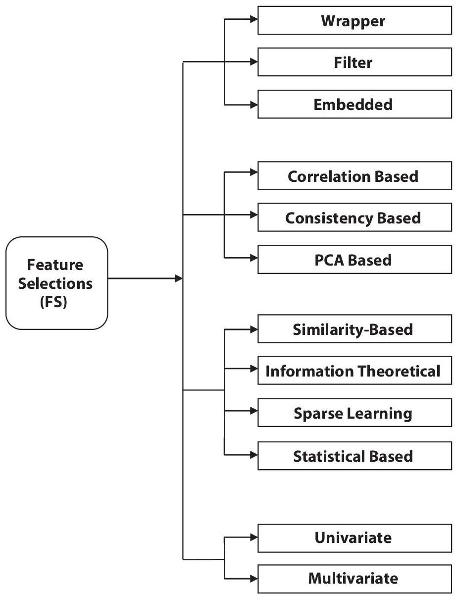 Schematic illustration of classification of feature selection.